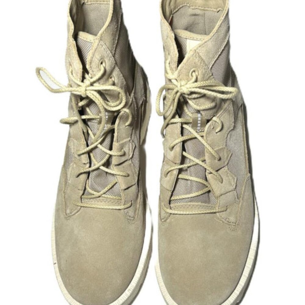 Sorel Caribou OTM Waterproof Suede Lightweight Ankle Boots Combat Beige sz 10